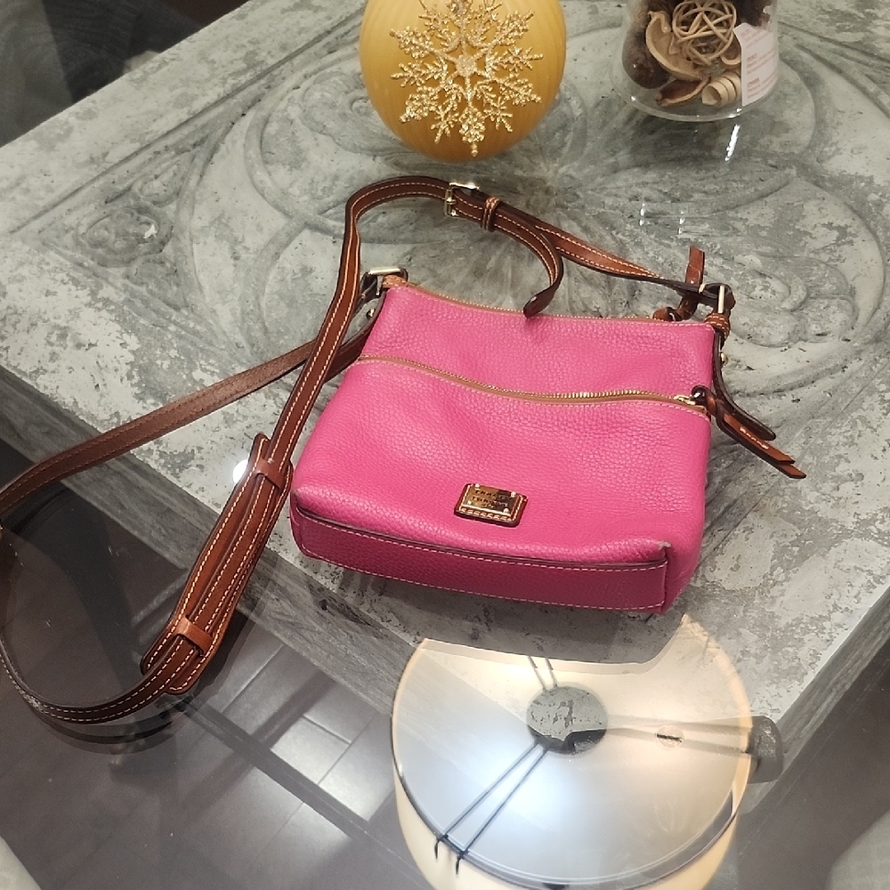 Dooney & Bourke Pebble Grain Leather Carrier Fuchsia Pink‎ Crossbody Purse